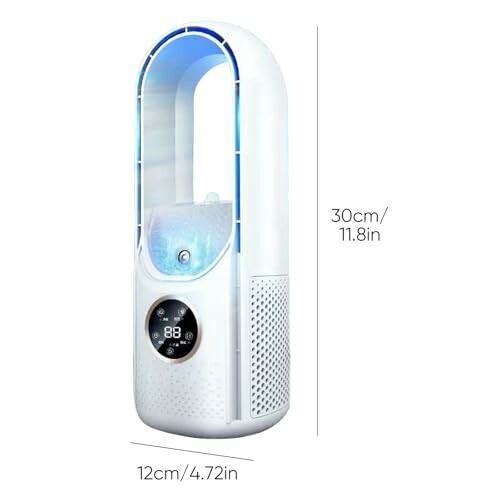 Weißer bladeless Ventilator mit Luftreiniger und digitalem Display