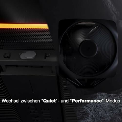 Wechsel zwischen Quiet- und Performance-Modus an einem Computerlüfter.