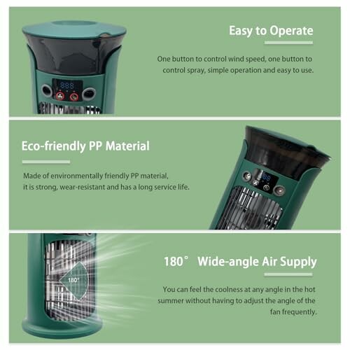 Grüner Ventilator mit einfacher Bedienung und umweltfreundlichem Material.