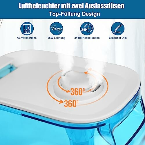 Luftbefeuchter mit zwei Auslassdüsen und Top-Füllung Design