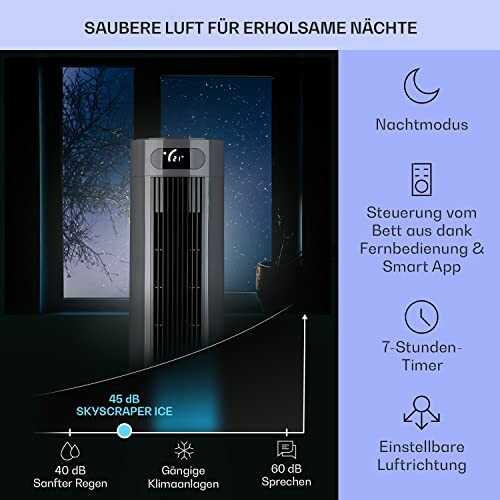 Luftreiniger mit Nachtmodus und Fernbedienung.