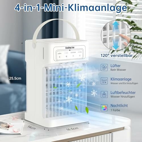 4-in-1 Mini-Klimaanlage auf einem Tisch