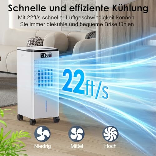 Tragbarer Luftkühler mit drei Geschwindigkeiten und digitalem Display