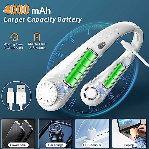 Tragbarer Nackenventilator mit 4000 mAh Akku