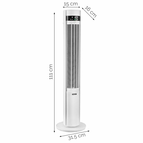 Weißer Turmventilator mit Abmessungen